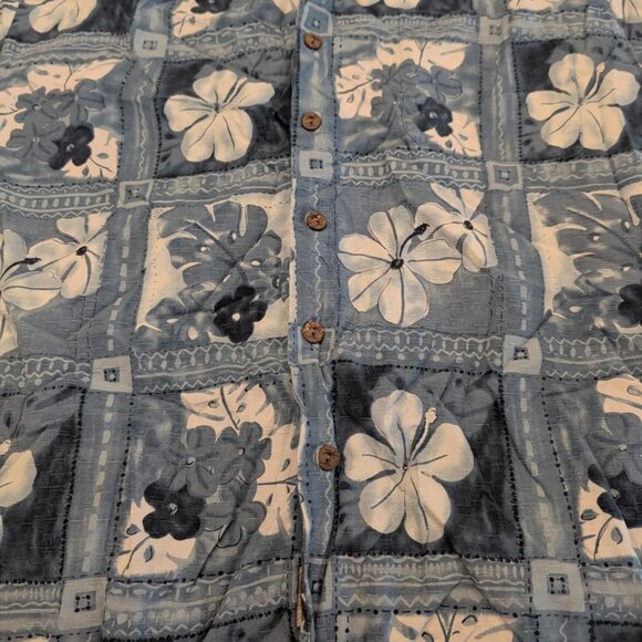 Jamaica Jaxx 100% Silk Sz XL Men's AOP Blue Floral Button Up Casual Hawaiian - Picture 4 of 10